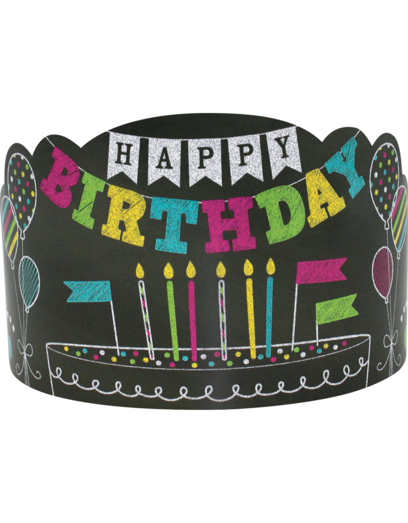 Chalkboard Brights Happy Birthday Crowns