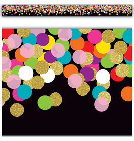 Colorful Confetti on Black Straight Border Trim