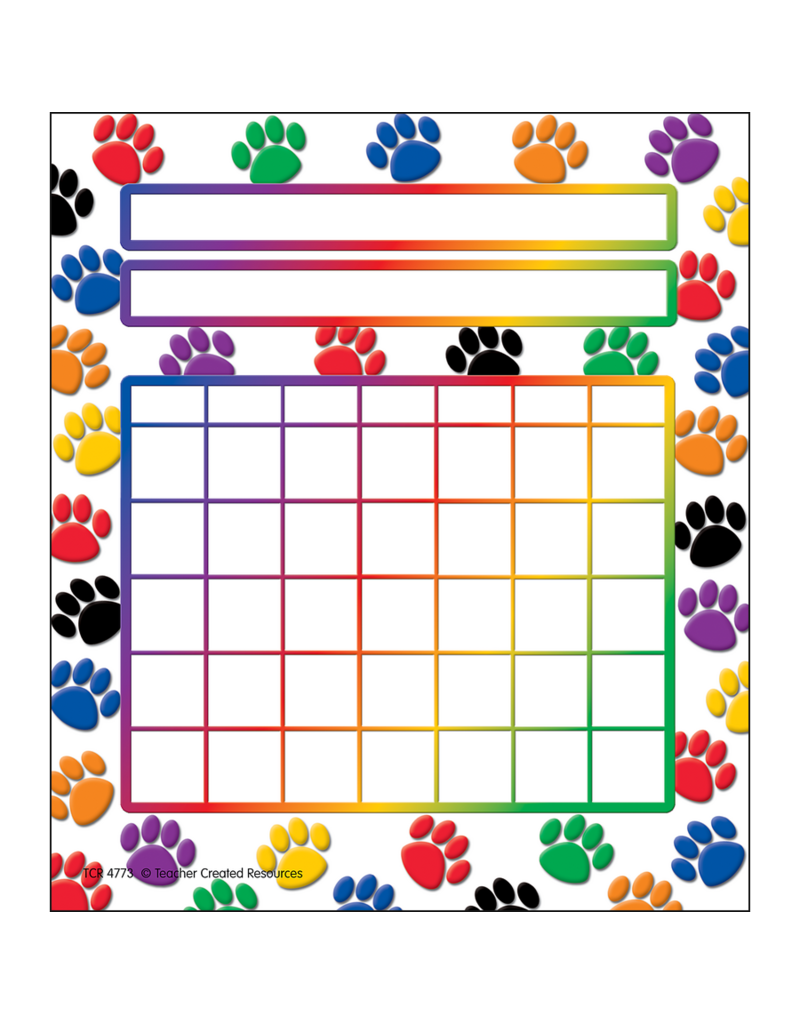 Colorful Paw Prints Incentive Charts