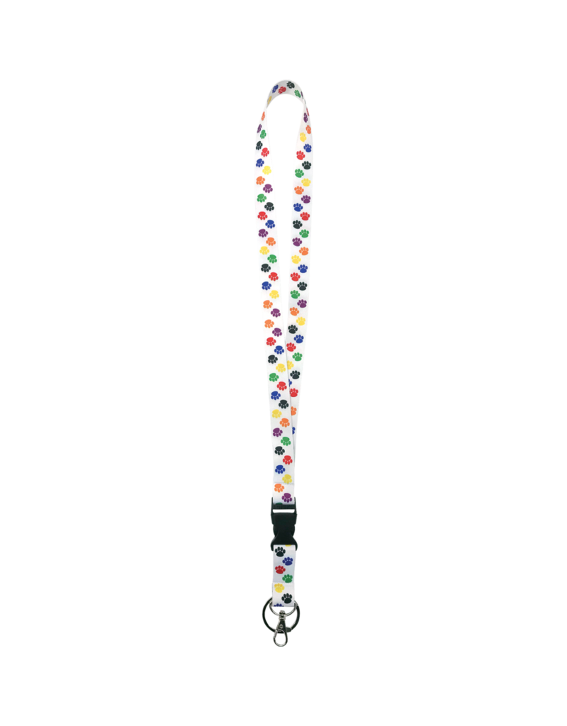 Colorful Paw Prints Lanyard