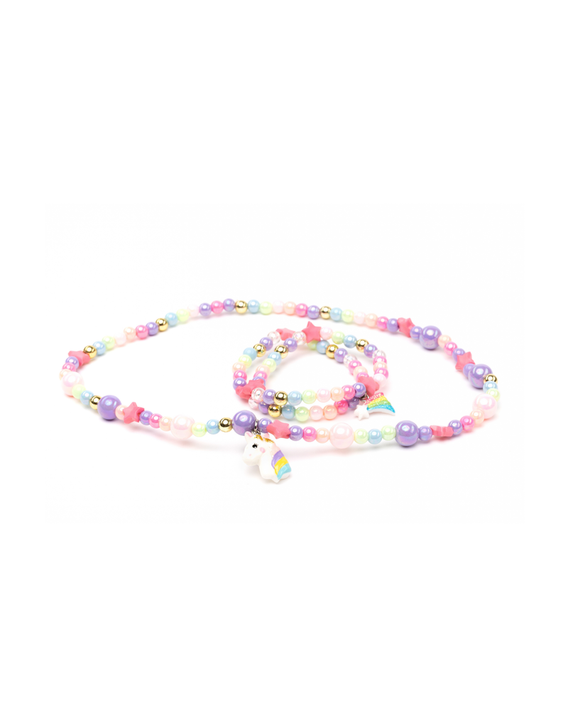 Cheerful Starry Unicorn Necklace Bracelet 2 pc