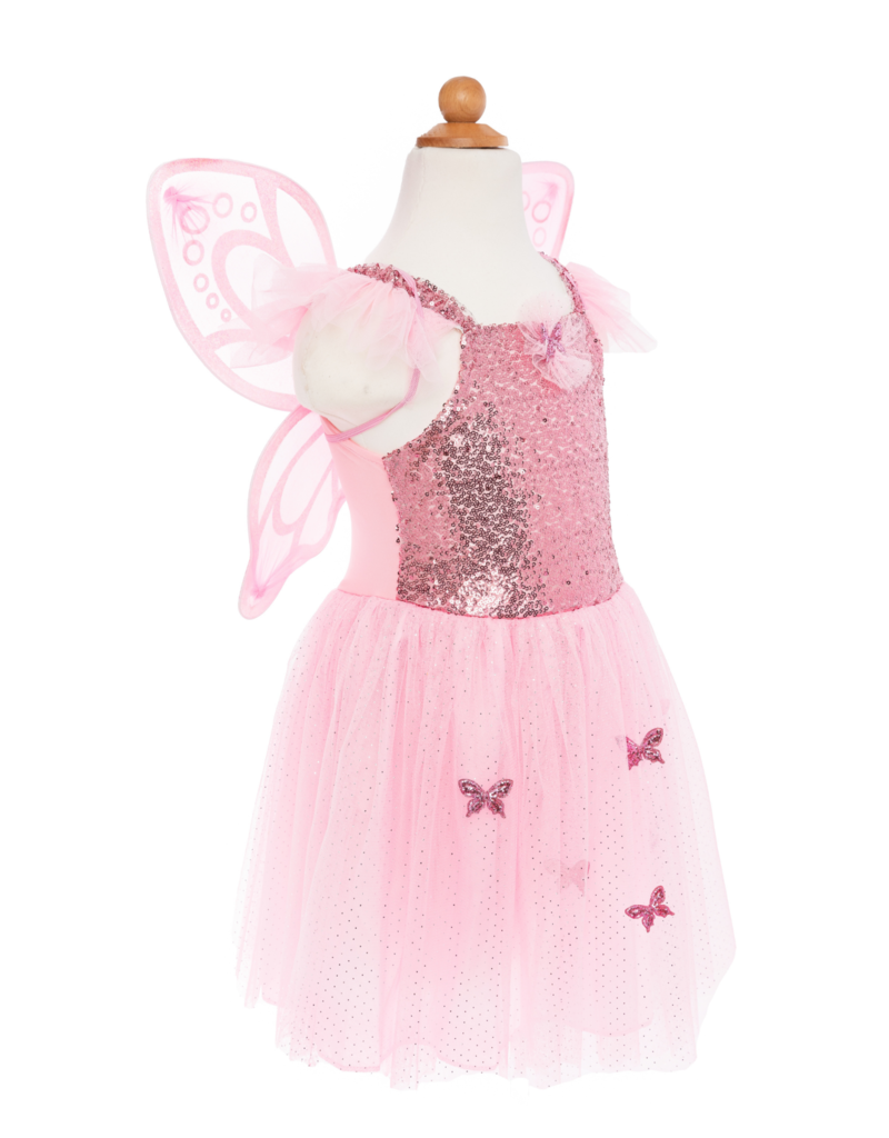 Pink Sequins Butterfly Dress/ Wings, Size 5-7