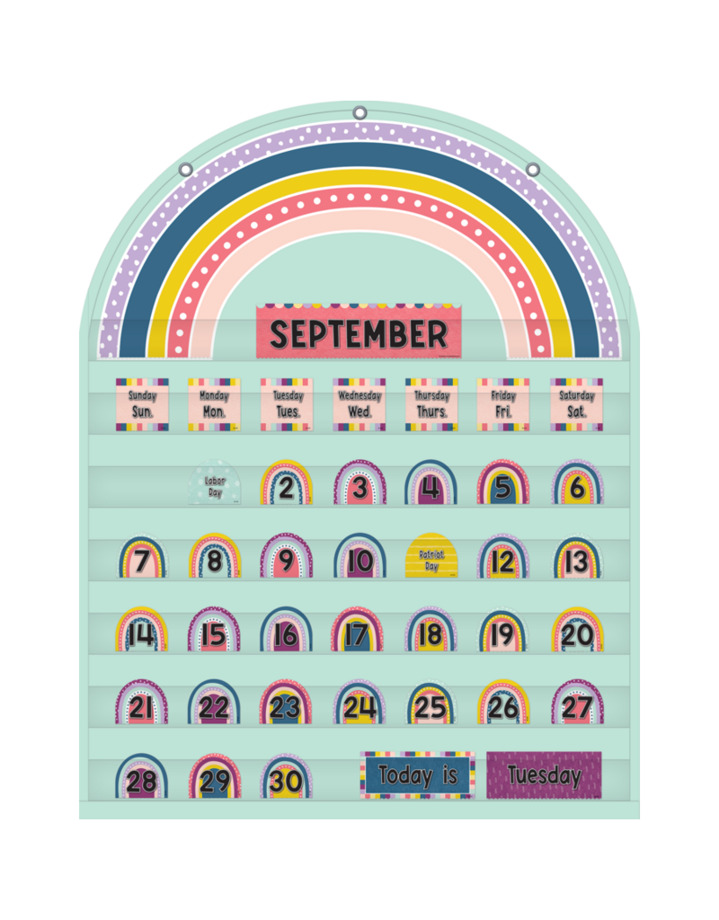 Oh Happy Day Rainbow Calendar Pocket Chart Cards