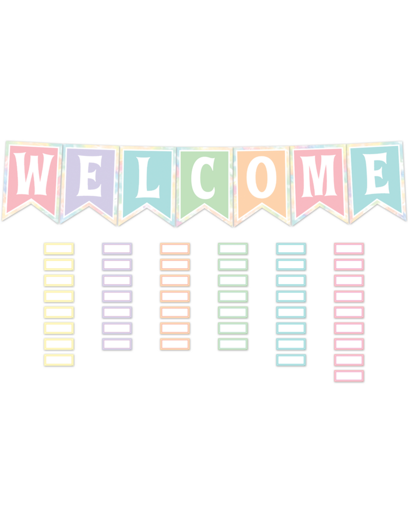 Pastel Pop Pennants Welcome Bulletin Board