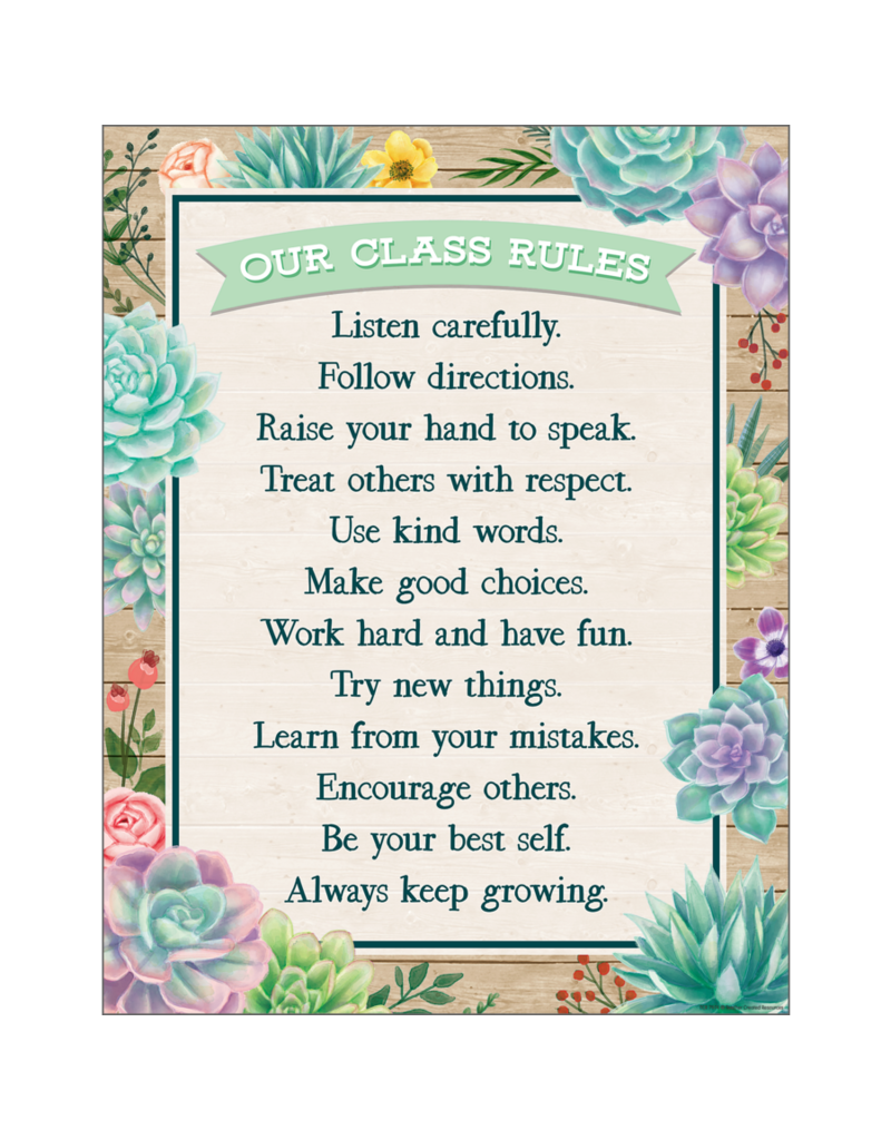 Rustic Bloom Our Class Rules Chart
