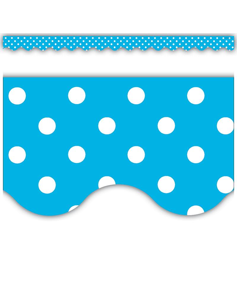 Scalloped Border Trim:  Aqua Polka Dots