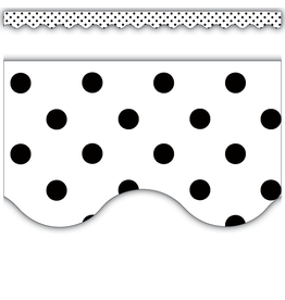 Scalloped Border Trim:  Black Polka Dots on White