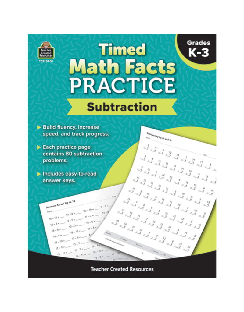 Time Math Facts Book:  Subtraction (Grades K-3)