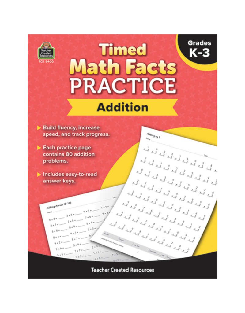 Time Math Facts Practice Book:  Addition (Grades K-3)