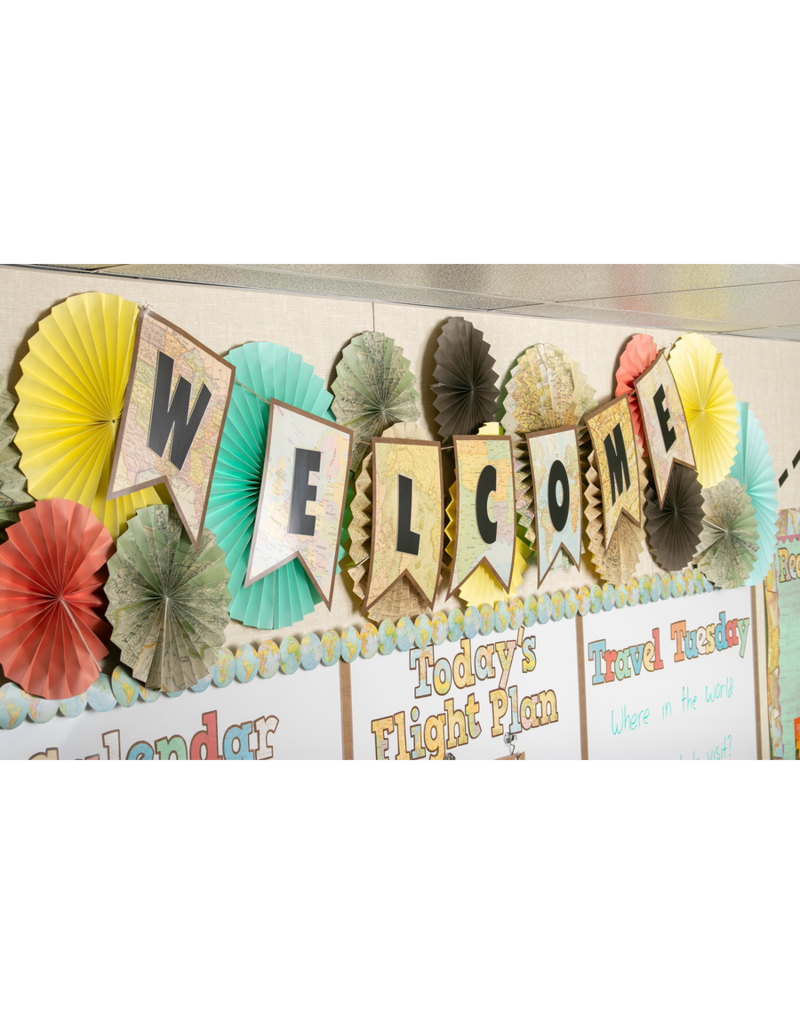 Travel the Map Pennants Welcome Bulletin Board