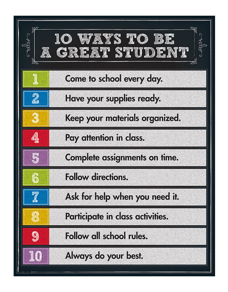 10 Ways to be a Great Student Chart