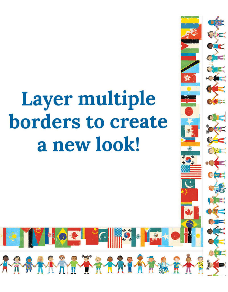 All Are Welcome: Flags Straight Bulletin Board Borders