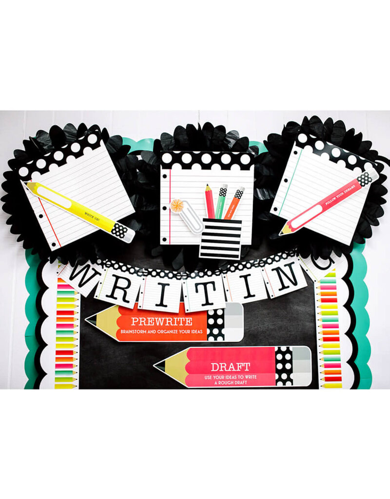 Black, White & Stylish Brights Pencils and Papers Extra Large Cutouts