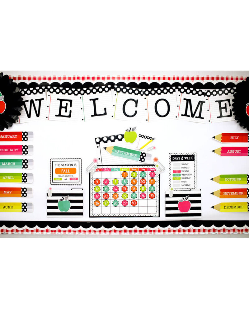 Black, White & Stylish Brights Welcome Bulletin Board Set