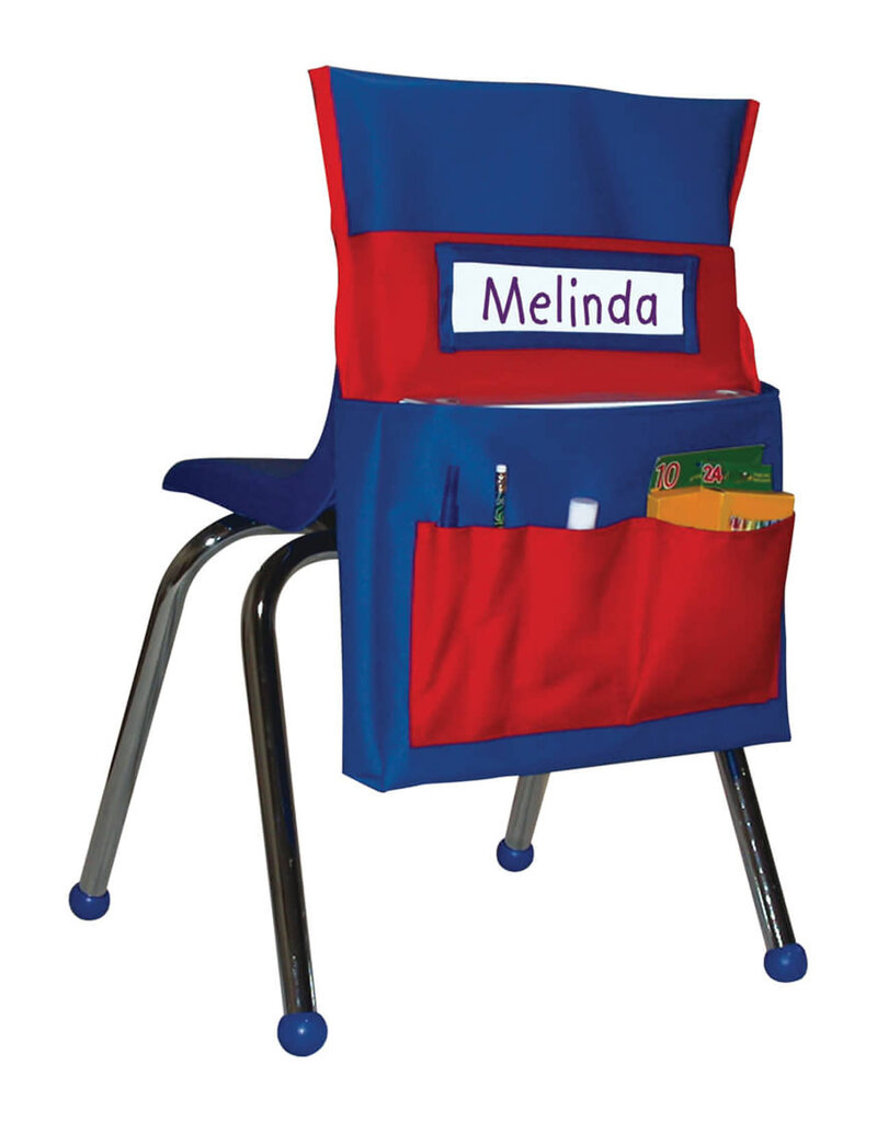 Chairback Buddy™ Blue and Red Pocket Chart Storage