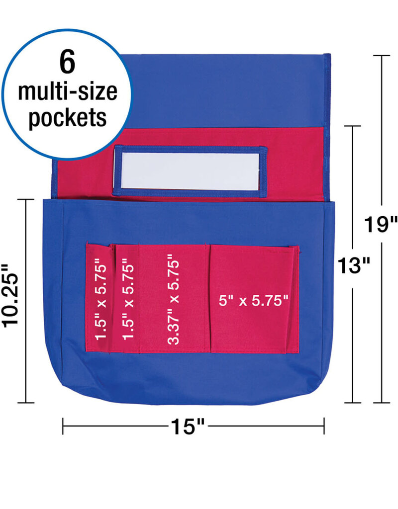 Chairback Buddy™ Blue and Red Pocket Chart Storage