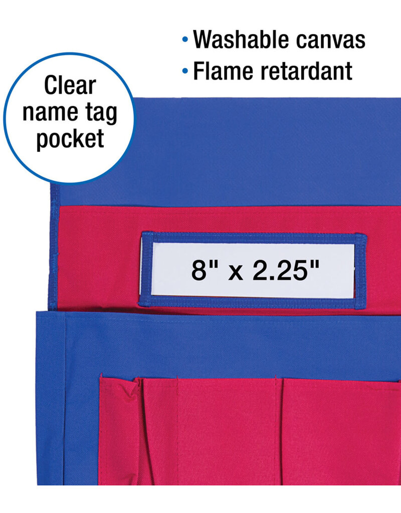 Chairback Buddy™ Blue and Red Pocket Chart Storage