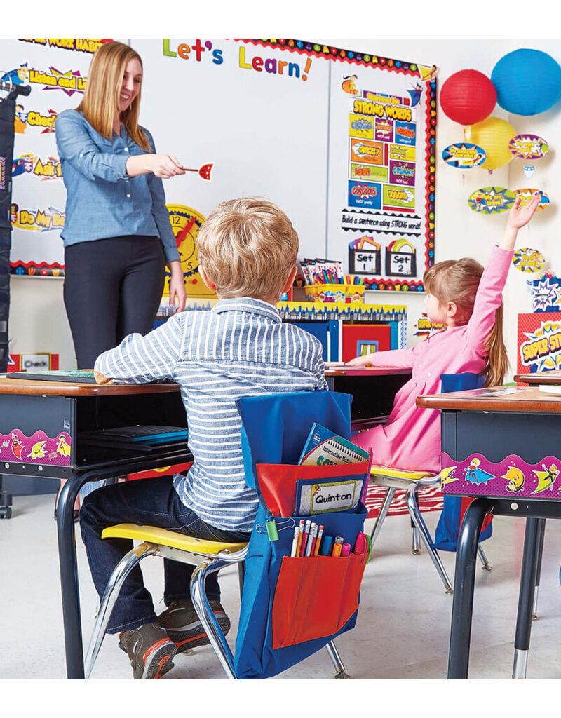 Chairback Buddy™ Blue and Red Pocket Chart Storage