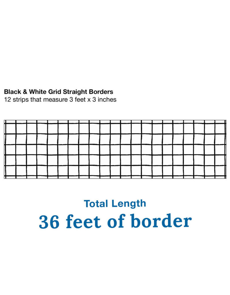 Creatively Inspired Black & White Grid Straight Bulletin Board Borders