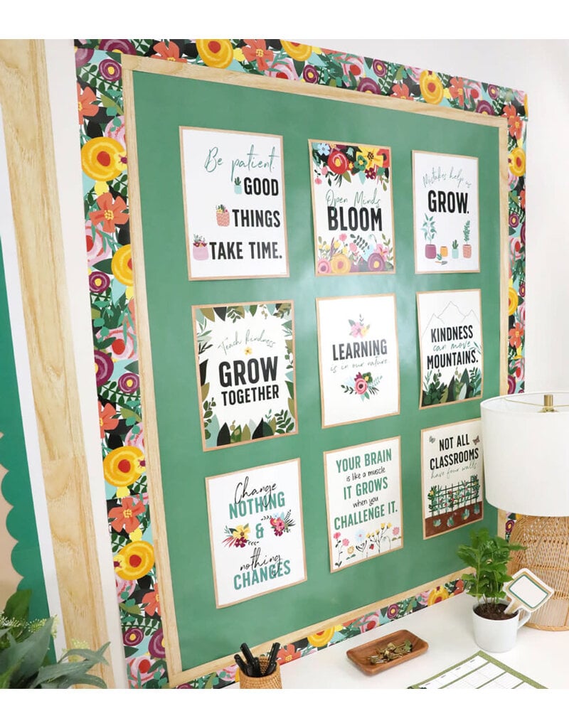 Grow Together Floral Garden Straight Bulletin Board Borders