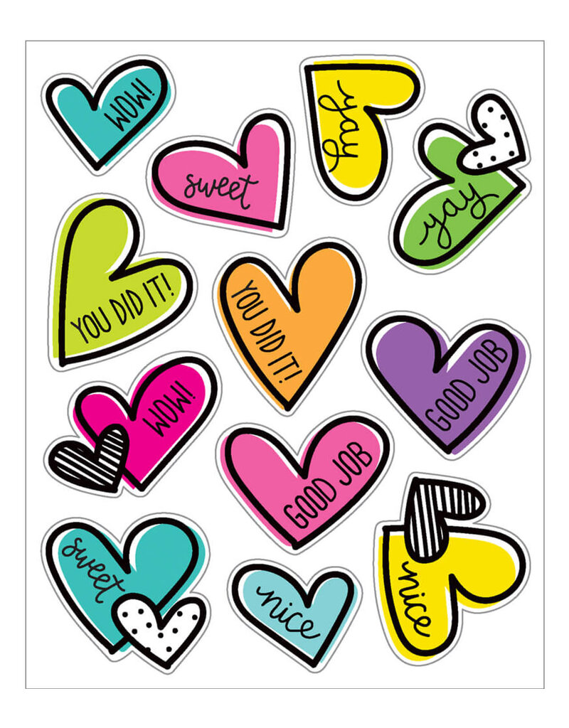 Kind Vibes Doodle Hearts Motivational Stickers