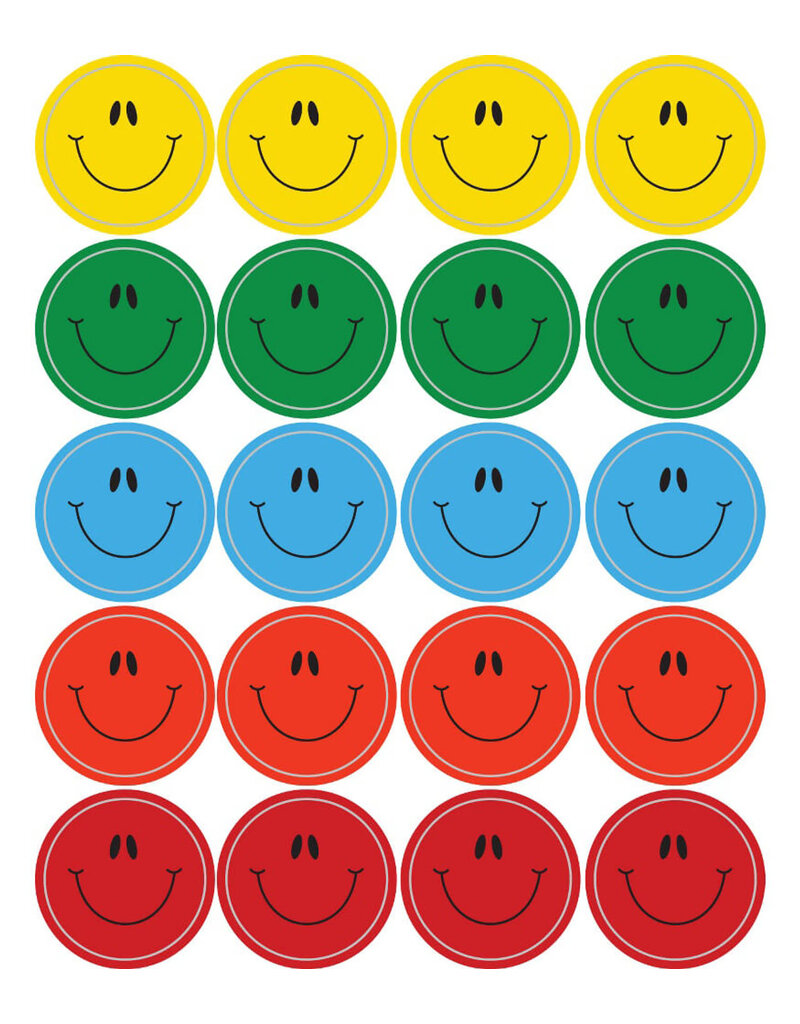 Multicolored Smiley Faces, Multicolor Shape Stickers