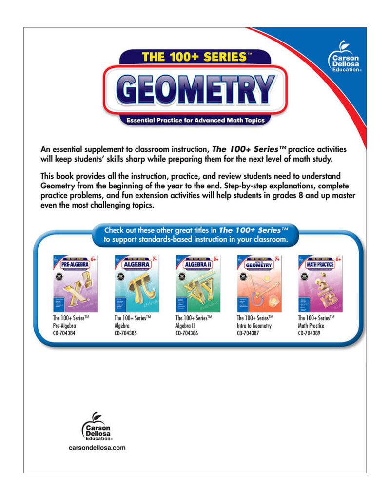 The 100+ Series™:  Geometry Workbook Grade 8-10 (Paperback)