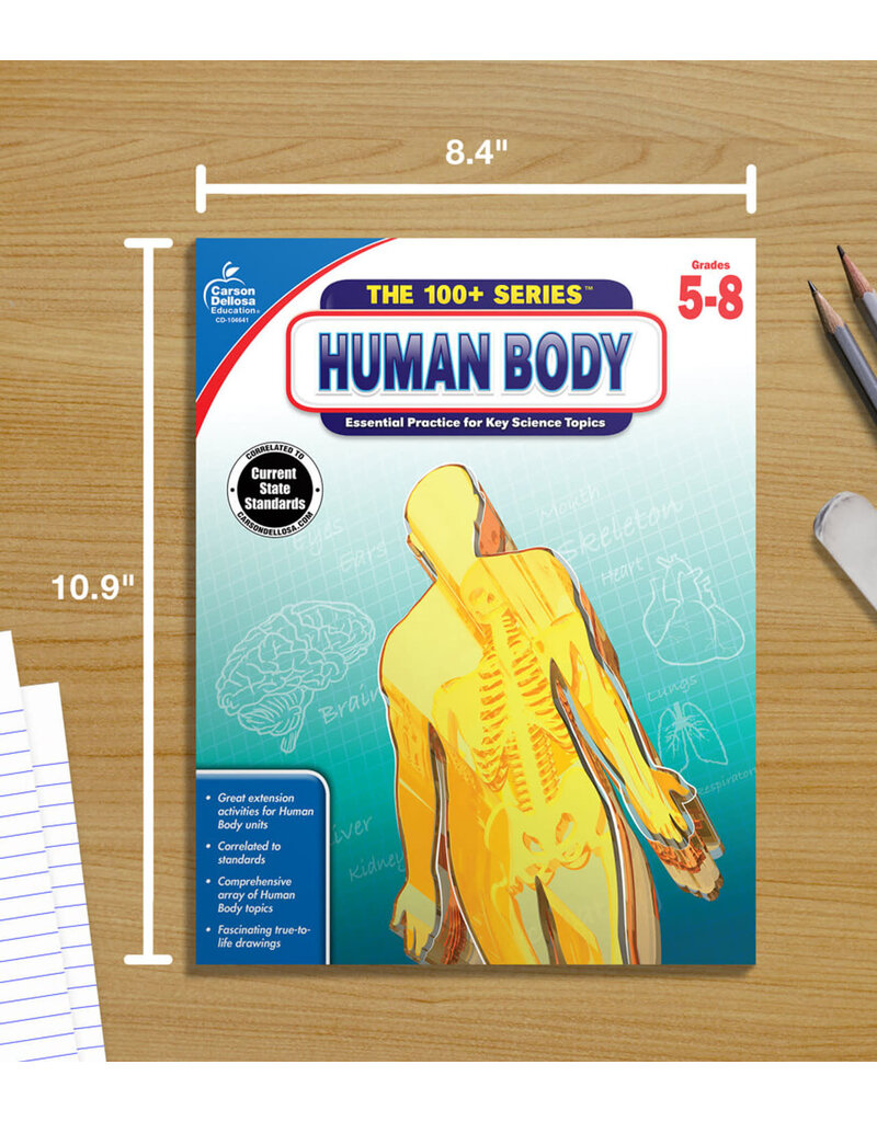 The 100+ Series™:  Human Body Workbook Grade 5-8 (Paperback)