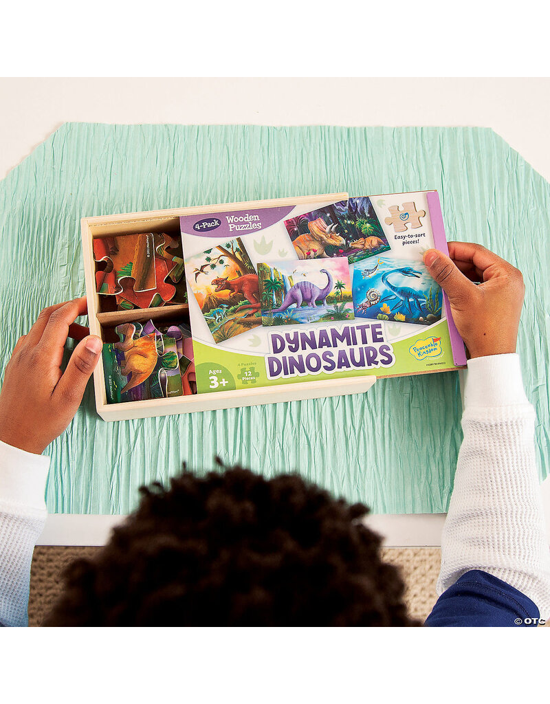 Dynamite Dinosaurs 4-Pack Wooden Puzzles