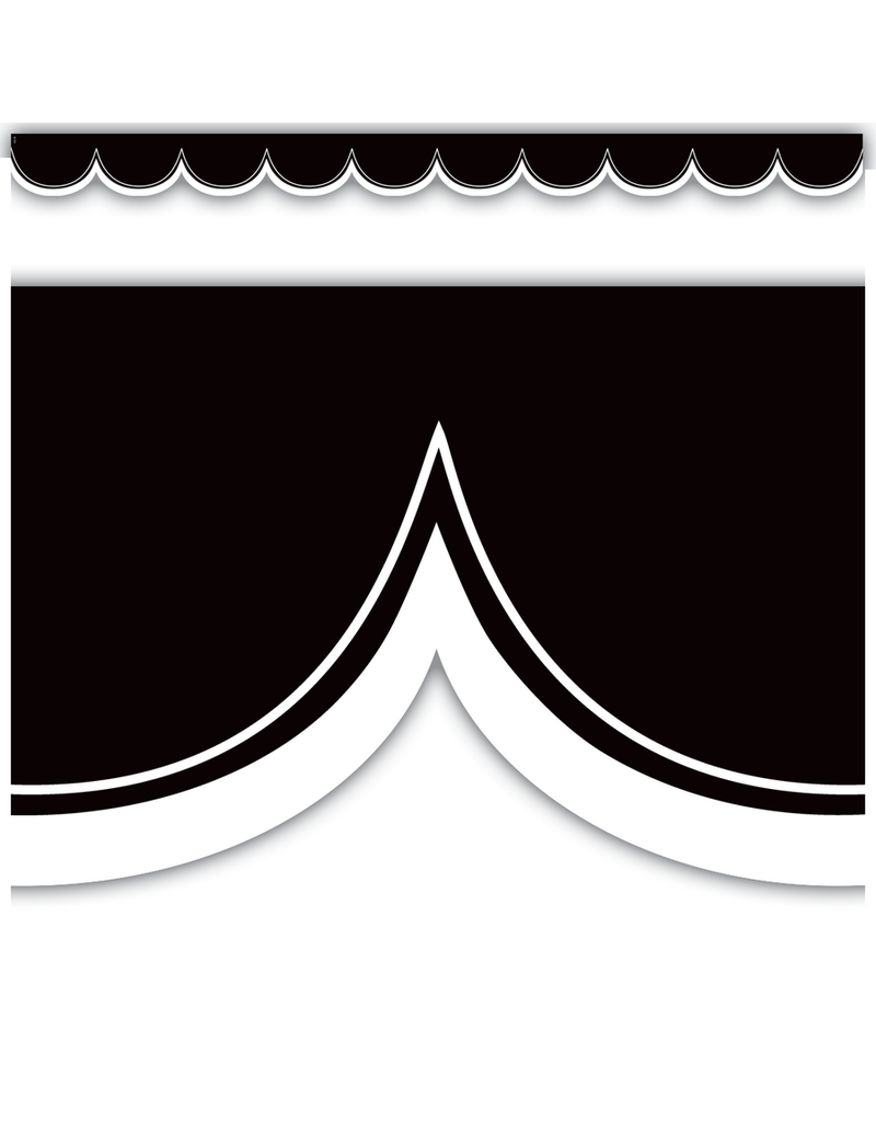 Black with White Scalloped Die-Cut Border Trim