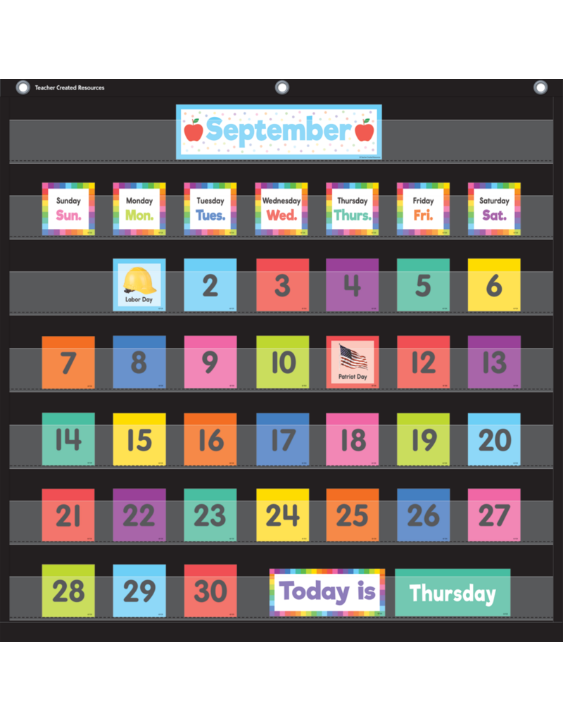 Colorful Calendar Pocket Chart Cards