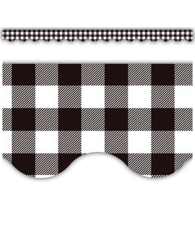 Black and White Gingham Scalloped Border Trim