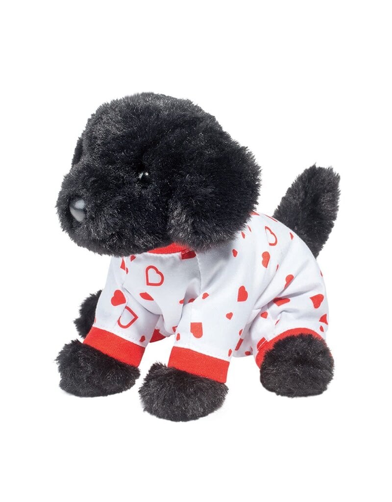 Amore Black Lab PJ Pup with Heart Pajamas Plush