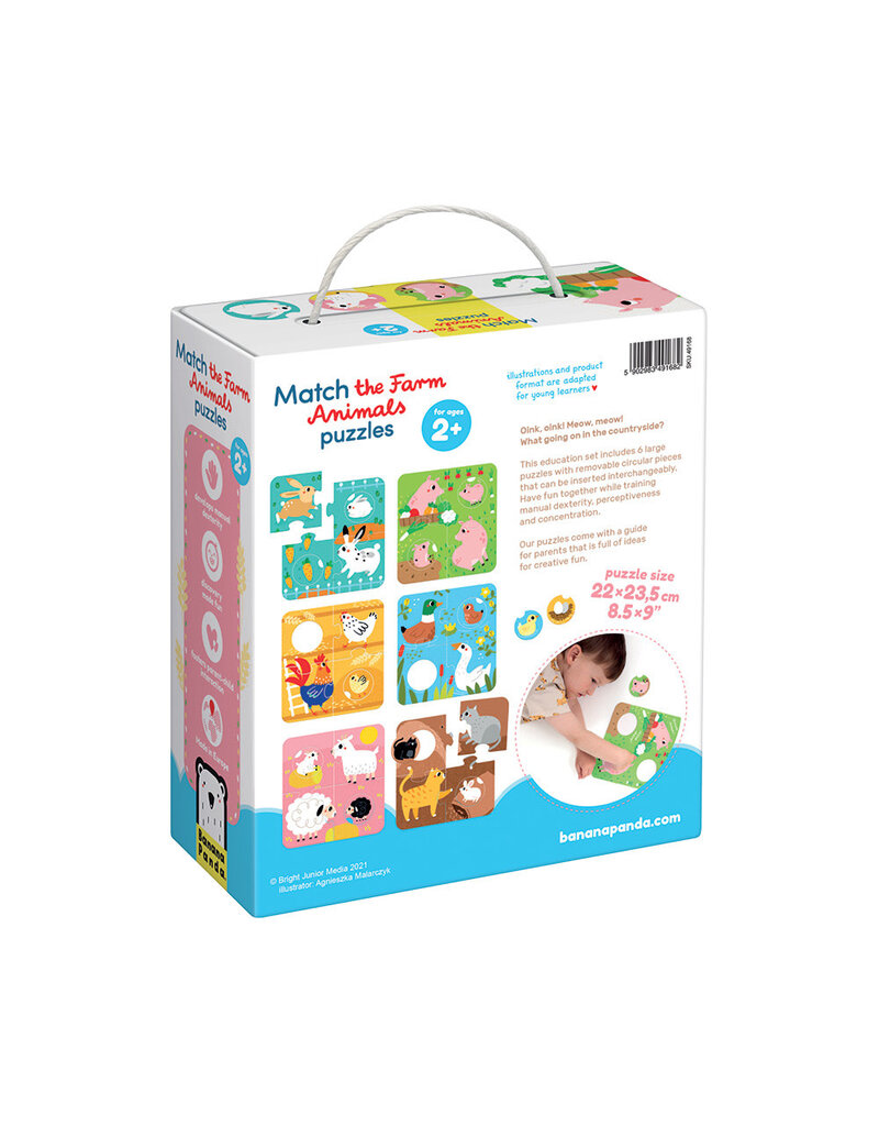 Match the Farm Animals Puzzles for ages: 2+