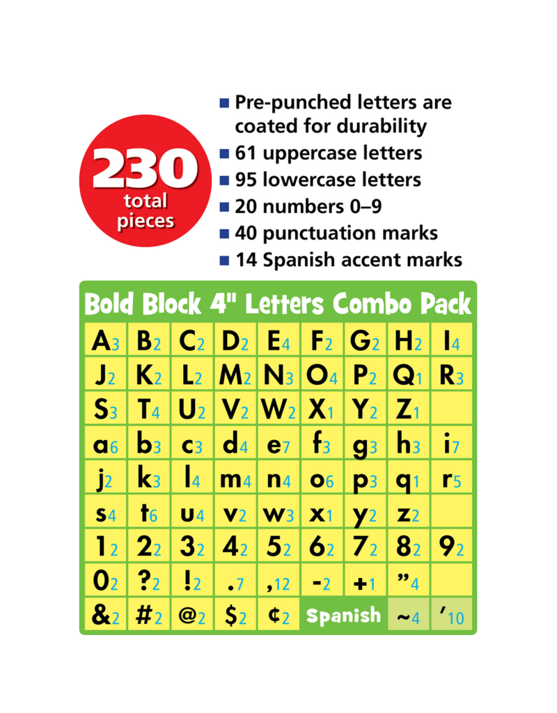 Classroom Cottage Bold Block 4" Letters Combo Pack