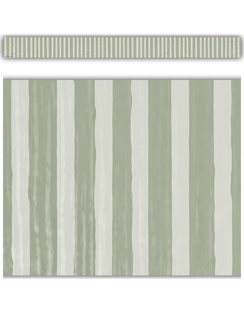 Classroom Cottage Sage Green Stripes Straight Border Trim