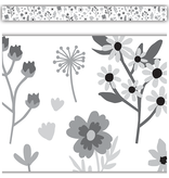 Black and White Floral Straight Border Trim