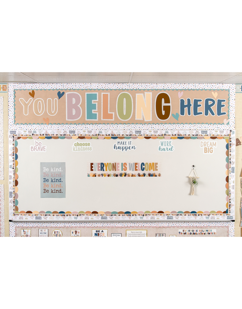 Everyone is Welcome Painted Dots Straight Border Trim