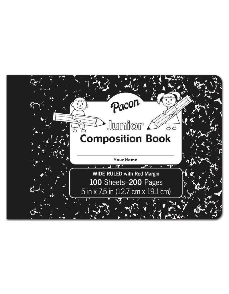 Pacon® Junior Composition Book 5" X 7-1/2"   Black Marble   100 Sheets