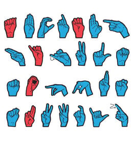 Wonderfoam® Magnetic Sign Language Letters Assorted Sizes   Red And Blue Colors 26 Pieces