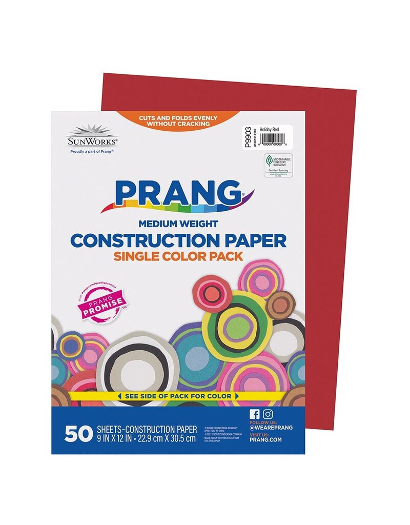 Prang® Construction Paper Holiday Red 9" X 12"   Holiday Red   50 Sheets