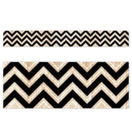 Core Decor Black and Wood Chevron EZ Border