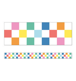 We Stick Together Checkered Rainbow Straight Bulletin Board Borders