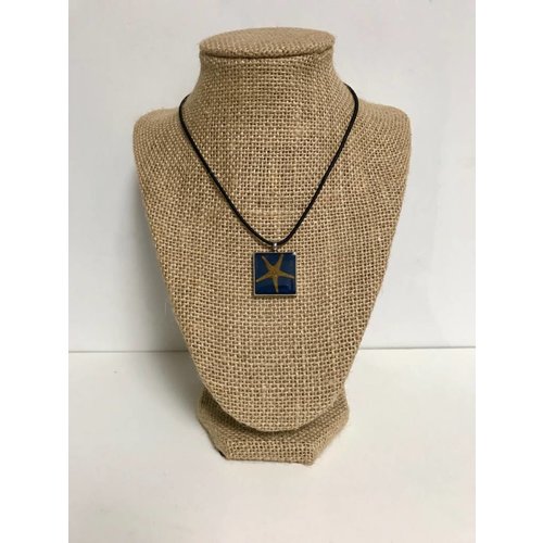 BEACH JEWELRY DESIGNS STARFISH RESIN PENDANT, SQUARE BEACH JEWELRY DESIGNS STARFISH RESIN PENDANT, SQUARE