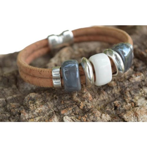 CORK TREE DESIGNS BEAD DAZZLED CORK BRACELET CORK TREE DESIGNS BEAD DAZZLED CORK BRACELET