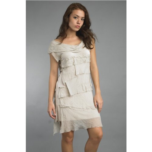 TEMPO PARIS SILK FLUTTER DRESS, BEIGE TEMPO PARIS SILK FLUTTER DRESS, BEIGE