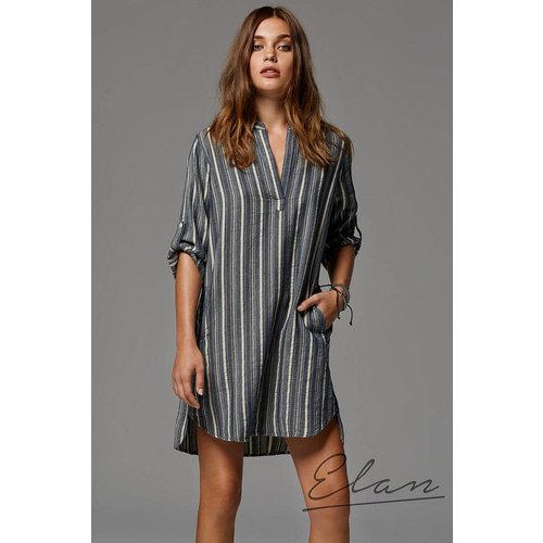 ELAN COLLARED STRIPED DRESS ELAN COLLARED STRIPED DRESS