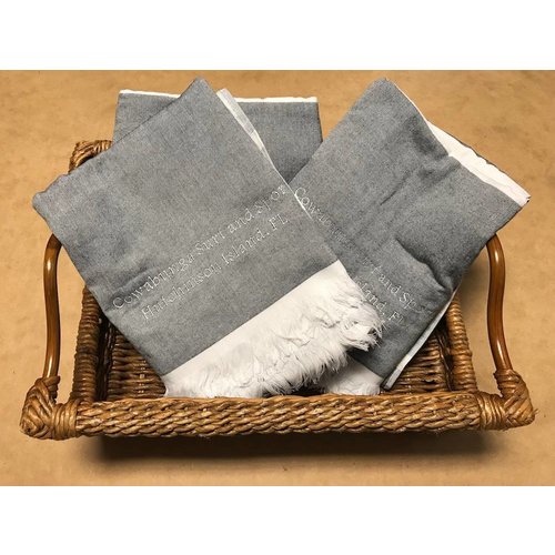 NOSTALGIC EMBROIDERED TOWEL, BLUE/GREY NOSTALGIC EMBROIDERED TOWEL, BLUE/GREY