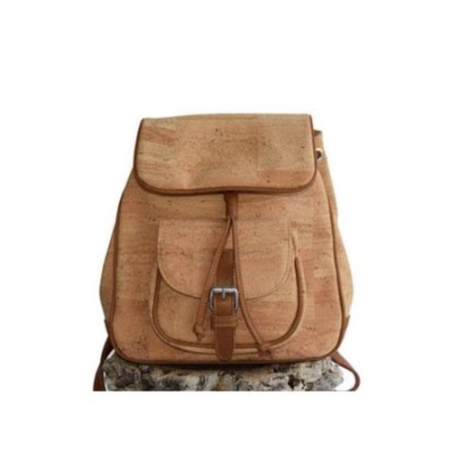 CORK TREE DESIGNS NATURAL CORK & LEATHER MEDIUM BACKPACK CORK TREE DESIGNS NATURAL CORK & LEATHER MEDIUM BACKPACK