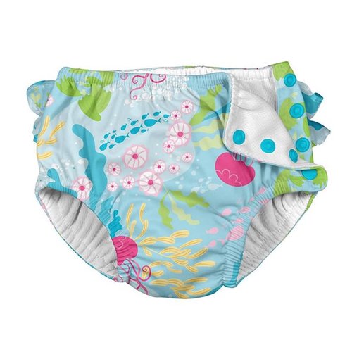 IPLAY REUSABLE SWIM DIAPER, AQUA CORAL REEF IPLAY REUSABLE SWIM DIAPER, AQUA CORAL REEF